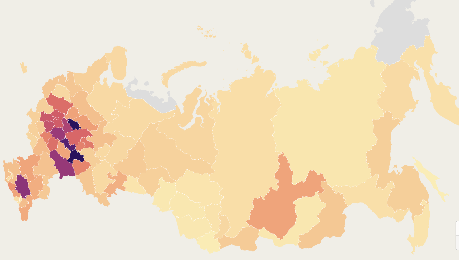 Карта регионов со сложной ситуацией